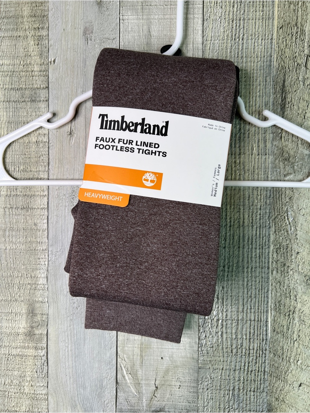 Timberland Faux Fur Lined Footless Womens Tights Med/Large Heavyweight Heathered